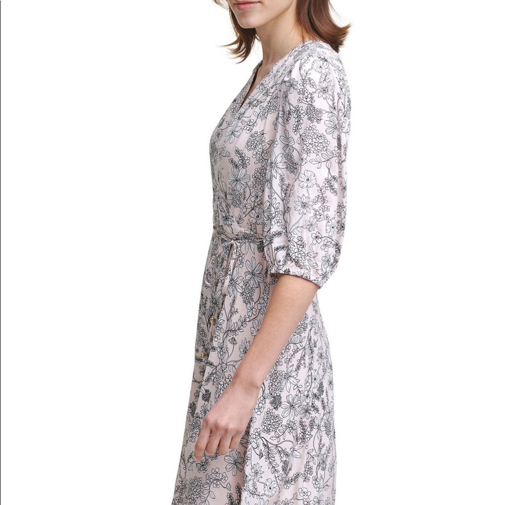 CALVIN KLEIN Petite Printed Faux-Wrap Dress Color Blossom Multi Size 6P